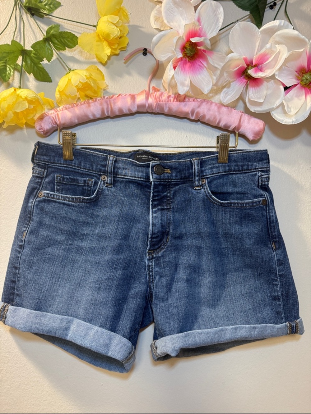 Banana Republic Women’s Cuffed Dark Blue Denim Shorts
